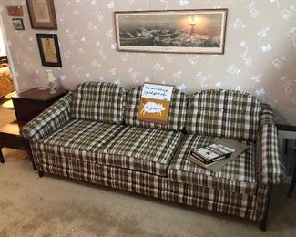 Cool plaid retro 70’s sofa sleeper