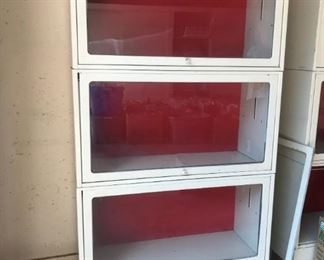 Two matching metal lawyers bookcases.