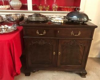 Antique folding top mahogany server.