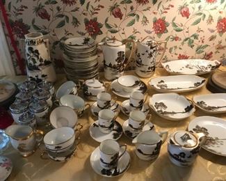 Black white Gold Oriental porcelain china