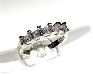 princess cut diamond and 14k white gold band