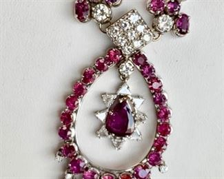 10.5 carat diamond and ruby statement necklace