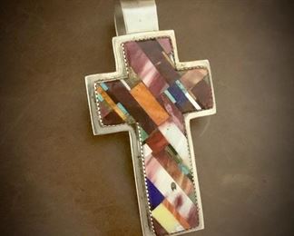 Navajo inlay sterling cross