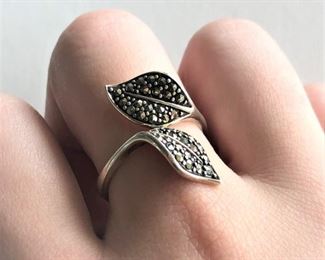 Sterling and malachite ring