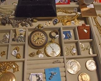 Sterling Gold Charm Bracelets Omega Watch, Hercules Watch, Locket