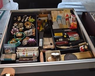 Broaches, Rolex Spoons, Skins, Marilyn Monroe Stamps, Lockets, Zippo & Other Lighters, Boyscout, Marine, Imperial & Other Pocket Knives, Perfume (Looks Like a Lighter), Token, Mickey Pez