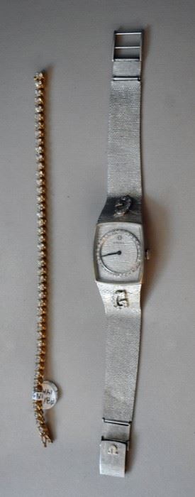 Omega 14K Watch and 14 K Tennis Bracelet