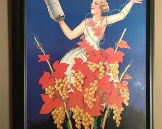 Vintage 1997 Kina Au Vin Blanc De La Giornde wine poster ad,  framed