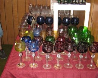 Bohemian cut to clear wine glasses, never used