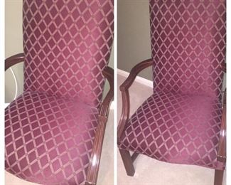 pair of upholstered mint condition arm chairs