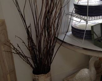 One of two bark containers with twigs