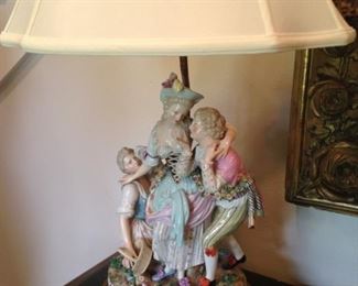 One of two companion vintage figurine lamps