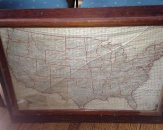 Framed Parcel Post Rate Map of the USA