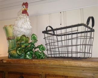 Rooster and wire basket add that French Country flair