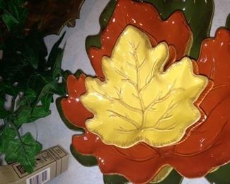 Green, orange, yellow serving dishes - perfect for Fall