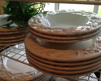Mesa International white embossed dishes