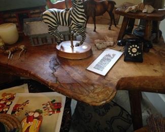 Uniquely shaped table and 3 chairs