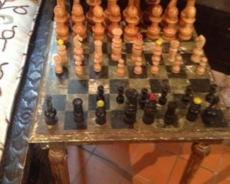 Chess set and table
