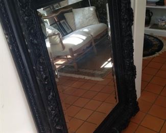 Dark framed & beveled mirror