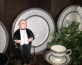 The butler adds a whimsical touch to the display.