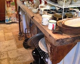 Wood and metal farm table serves as a great island.