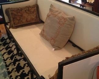 Decorative pillows; black & white rug
