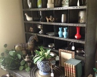 Vintage metal desk with upper storage