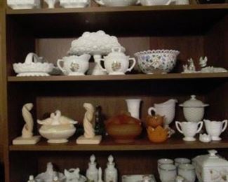 Assortment of Milk Glass collection.