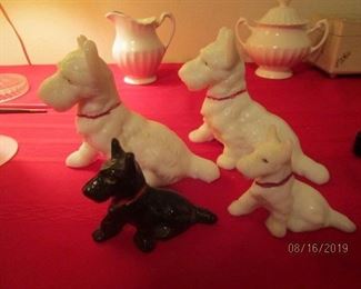 Scottie dogs - milk glass figurines