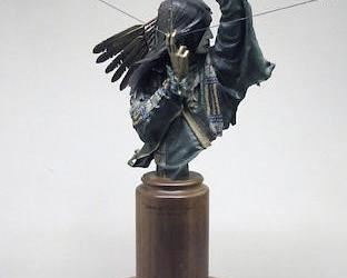 Dave McGary polychrome bronze bust, The Point of No Return.