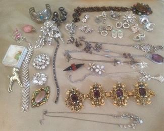 Sample of some of the jewelry....Weiss brooch, Coro, ORA, Kramer of New York, Trifari, Avon pieces