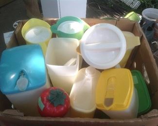 Boxes full of vintage plastic and tupperware