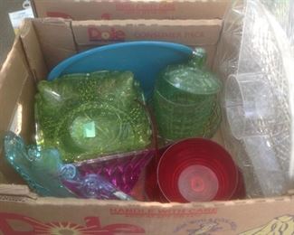 Boxes of decorative plastic ware