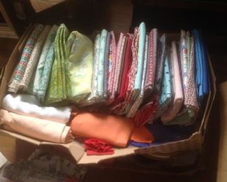 3 boxes of vintage fabric....much of it is measured as two yards
