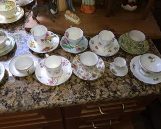English and Japanese bone china tea cups $5 each except otherwise marked