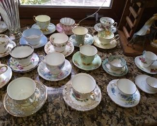 Bone china English and Japanese tea cups $5 each unless otherwise marked