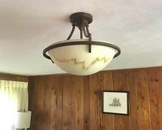 Light fixture and knotty pine paneling
