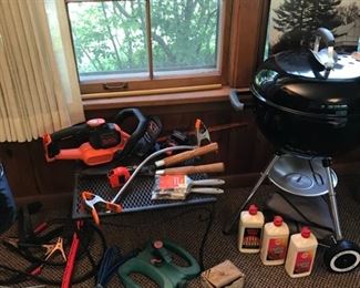 Never used Weber Kettle grill, some yard tools,