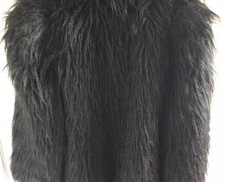 Black shag synthetic coat by Cathy Hardwick, IPSO FACTO. No size, looks like a medium. $45, comes with a $25 Nordstrom Gift Card