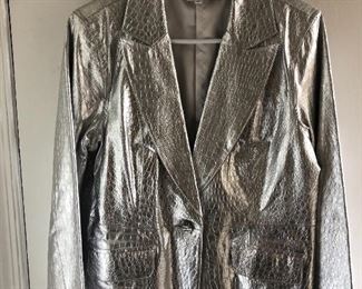 New silver metallic leather jacket by Diane Gilman. Medium. $40,  comes with a $25 Nordstrom Gift Card!