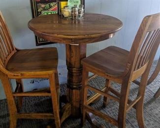 Solid Oak Bar Height Table