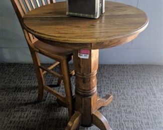 Solid Oak Bar Height Table