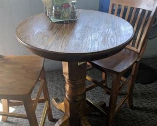 Solid Oak Bar Height Table