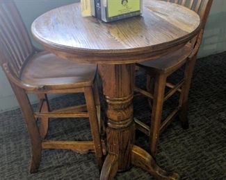 Solid Oak Bar Height Table