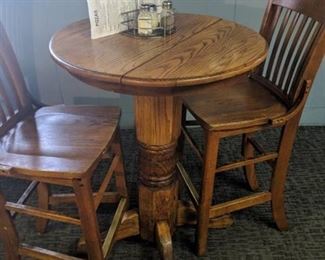 Solid Oak Bar Height Table