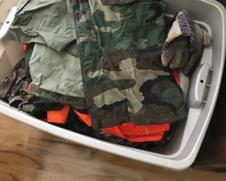 Two bins of great Hunting clothes