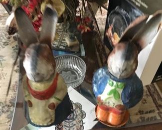 Vintage papier-mâché rabbits 
