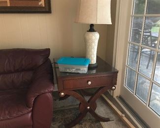 One of a pair of lamps and end tables