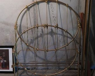 iron   bed  frame  painted brass  tone--  size  is double