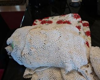 crocheted tablecloth